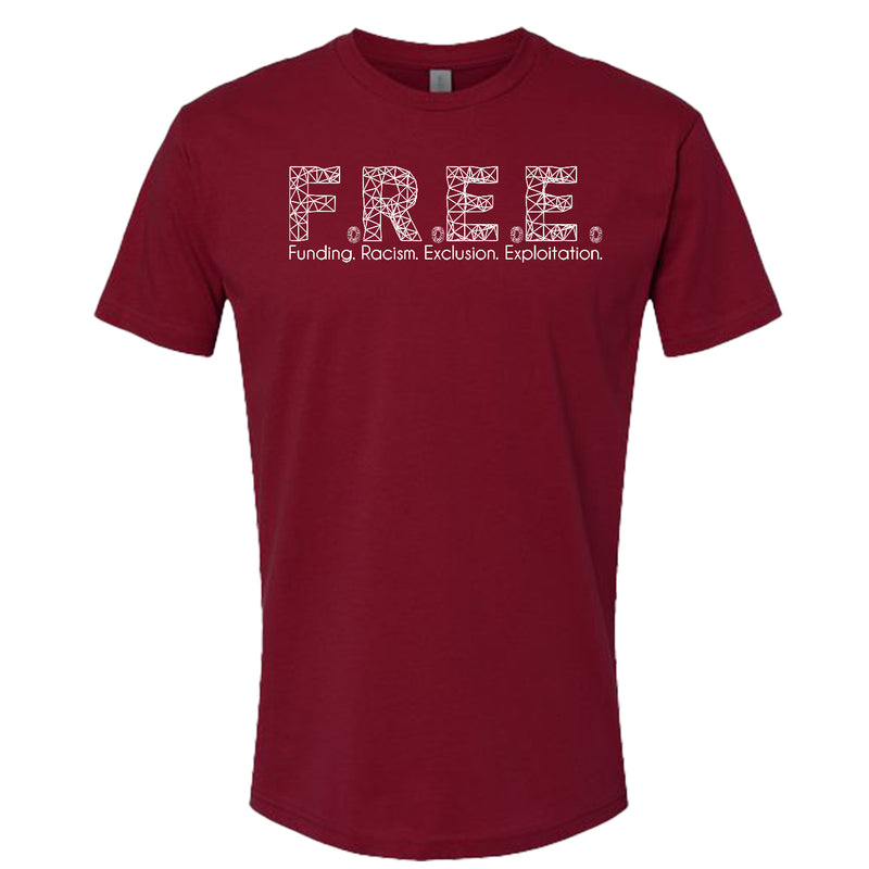 Cardinal t-shirt with white text on a white background